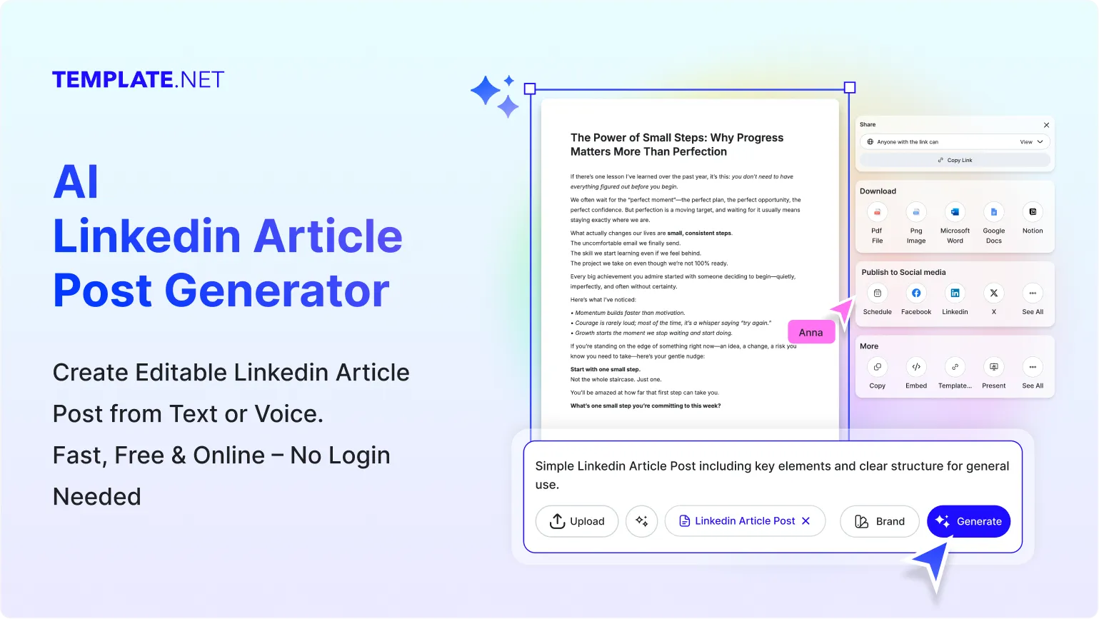 Free AI LinkedIn Article Post Generator, Online LinkedIn Writer Tool